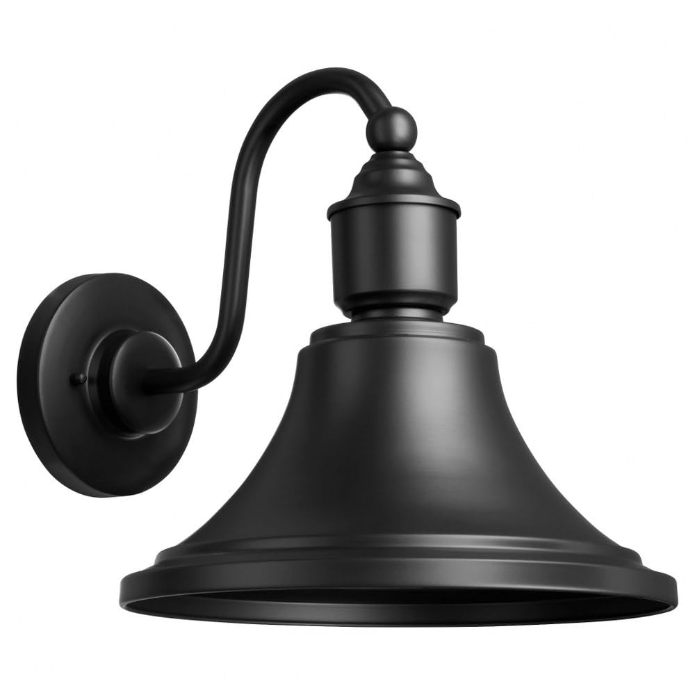 Quorum International Black Outdoor Wall Lantern, Traditional One Light Restoration Fixture