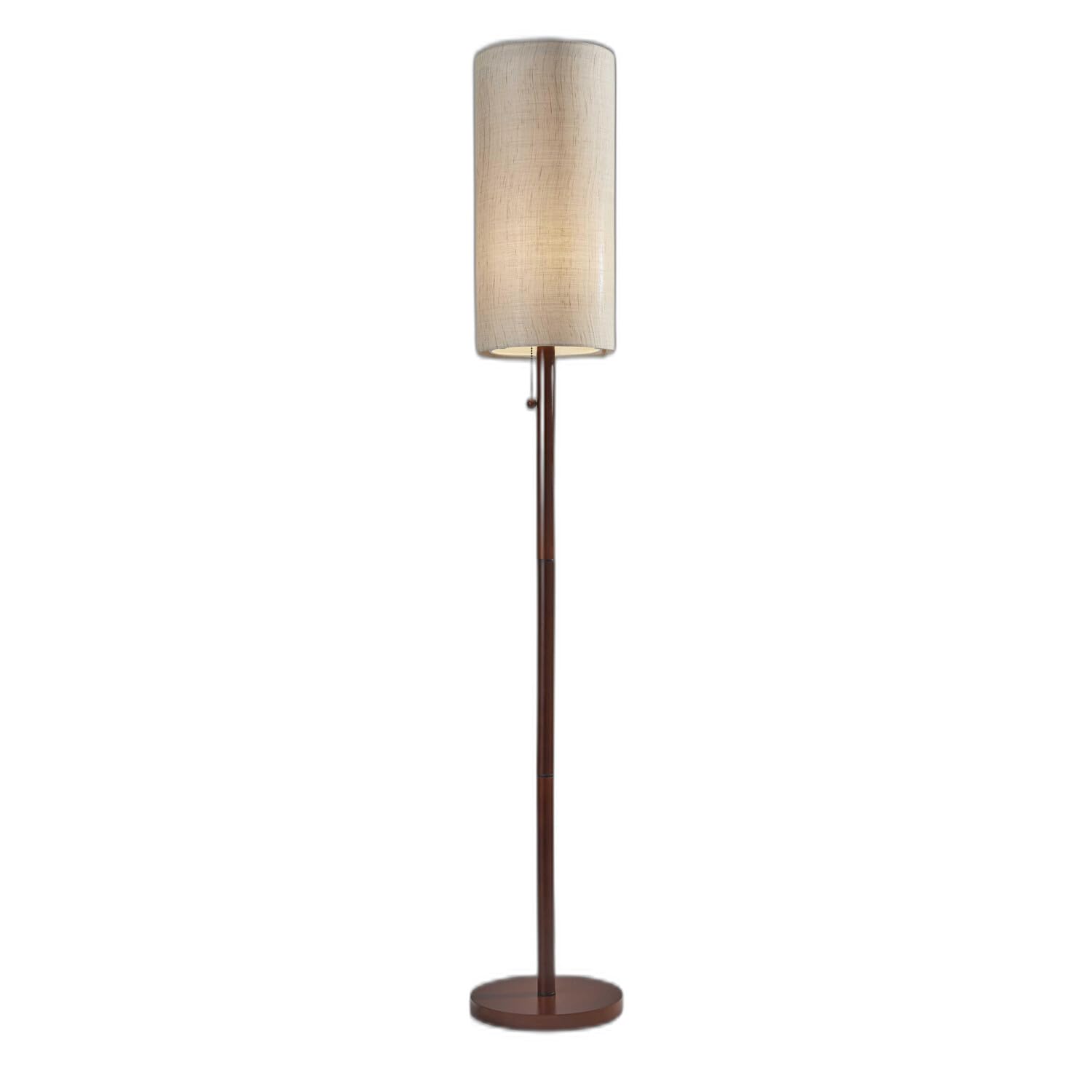 Homeroots 65&quot; Solid Wood Traditional Shaped Floor Lamp With Beige Drum Shade