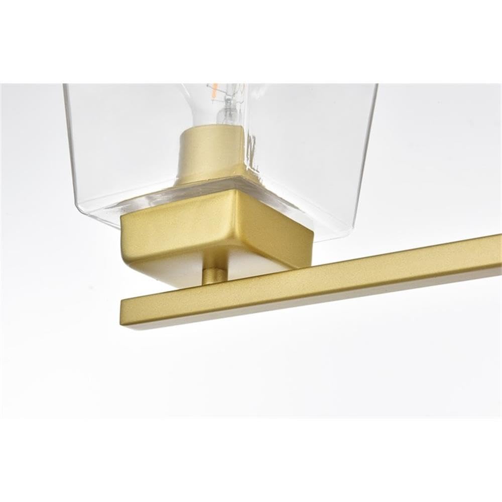 Living District Merrick 4-Light Iron & Glass Bath Sconce in Brass/Clear