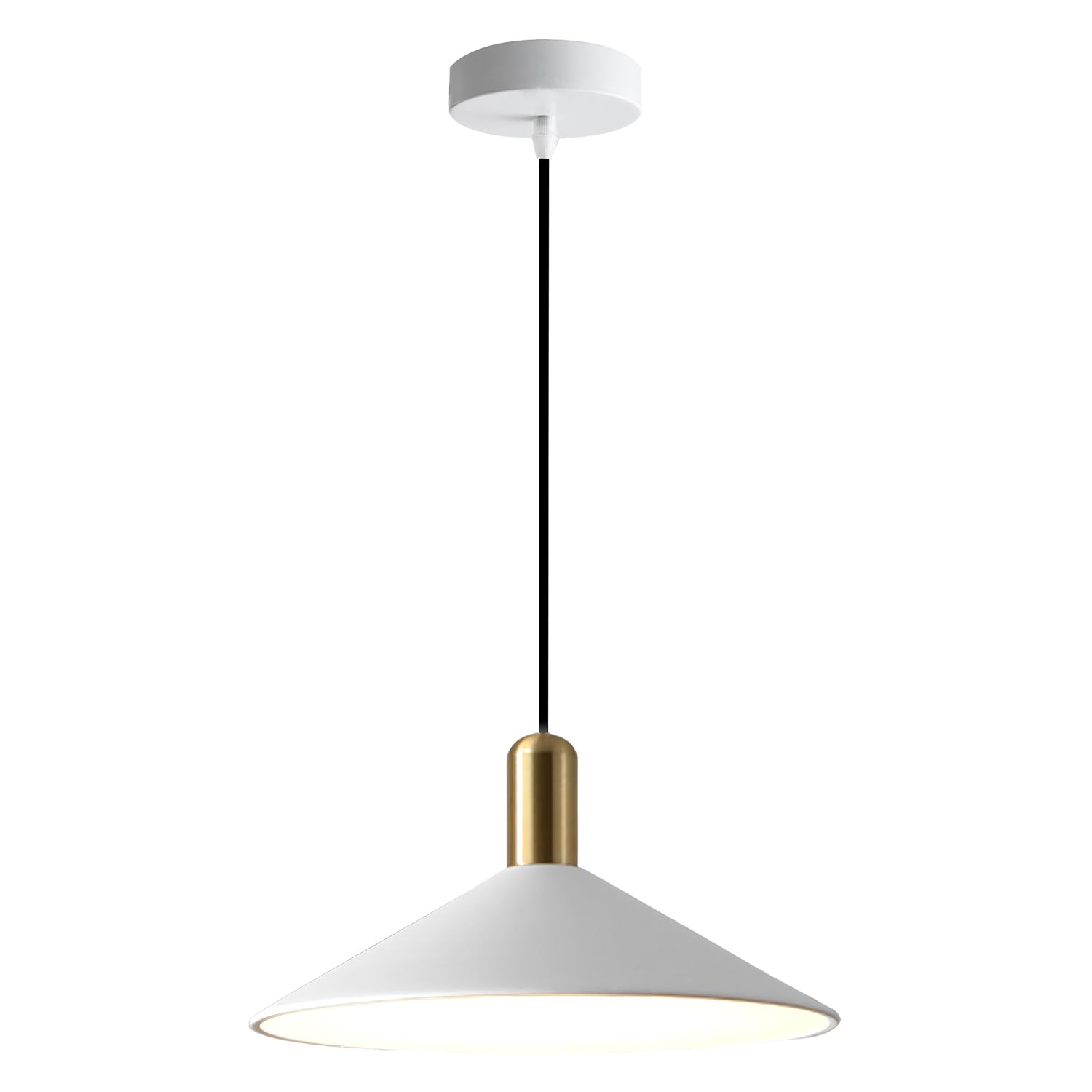 KCO Lighting Modern Cone Pendant Lighting White and Gold Pendant Light Kitchen Island Farmhouse Dome Pendant Light Mid Century L