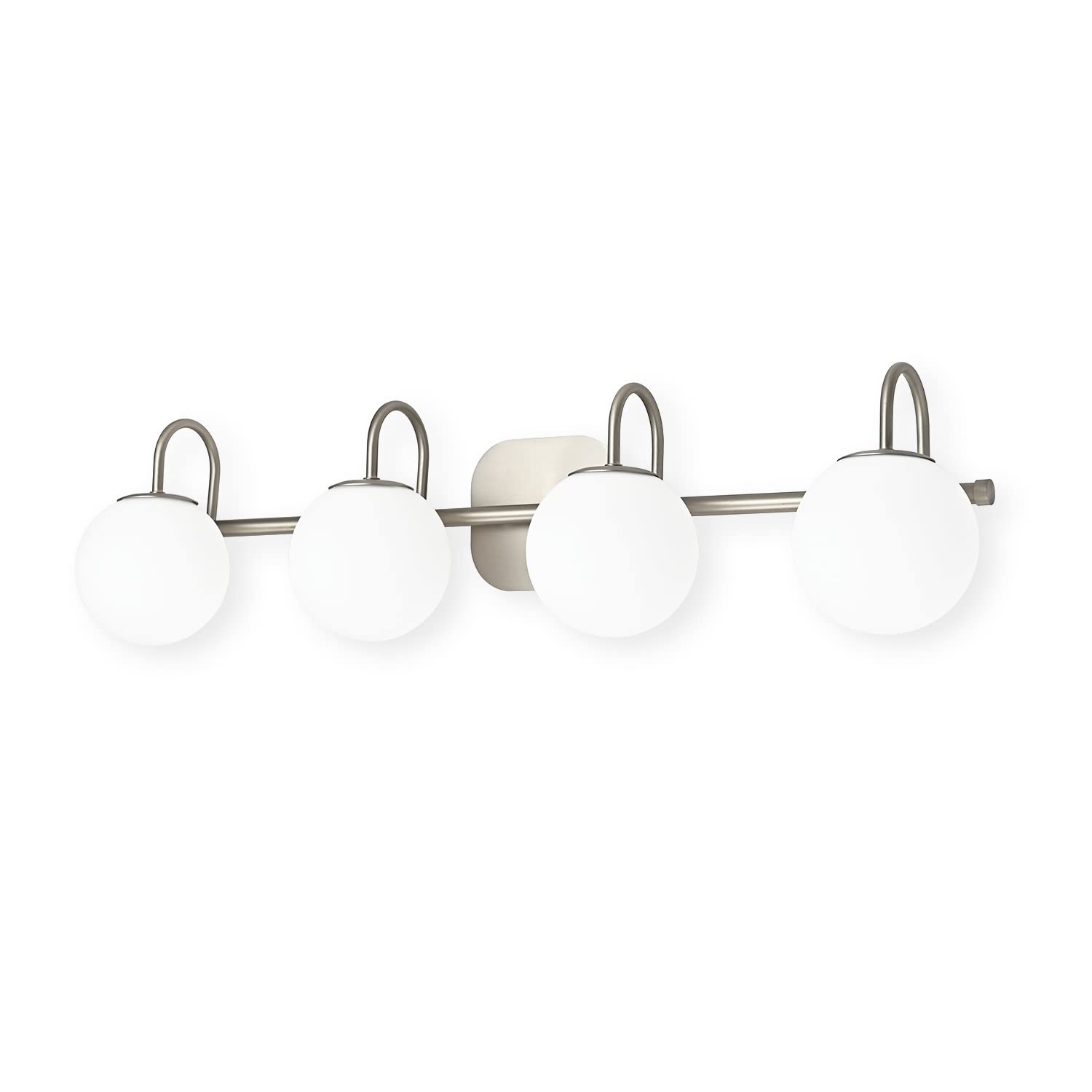 Zhuoer Mid Century Modern Brushed Nickel Bathroom Vanity Light Fixtures 4 Lights Milky Glass Wall Lighting Bath Vanity Lights Ov