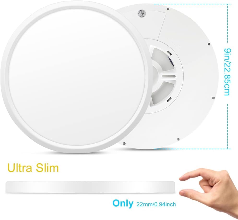 Lightingwill 8.9 Inch Led Flush Mount Ceiling Light Fixture, 4000K Nurture White, 1800Lm, 18W, Flat Modern Round Lighting Fixtur