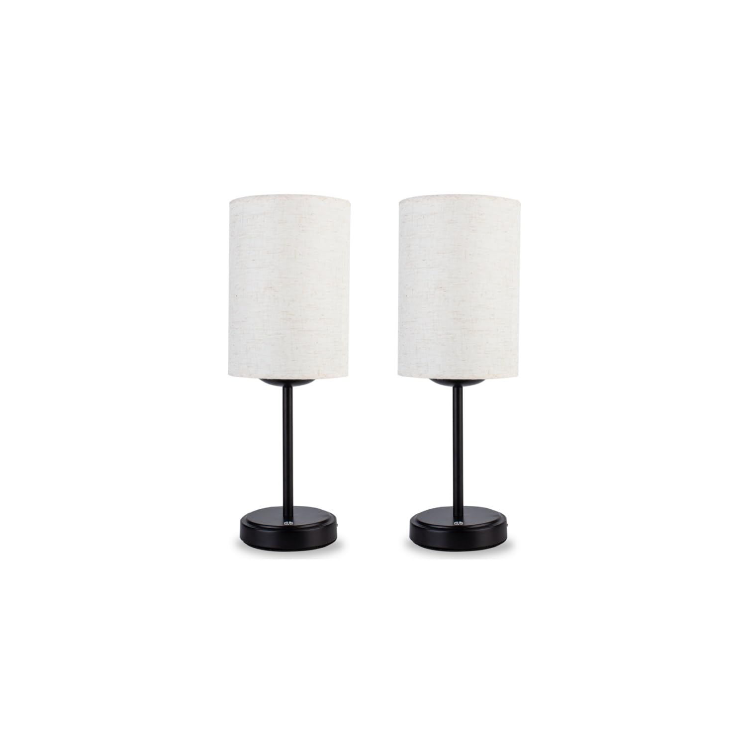 LHYueTong 2-Piece Cordless LED Desk lamp, Modern Minimalist Touch lamp with Three-Level Brightness Adjustment, Linen lampshade, 
