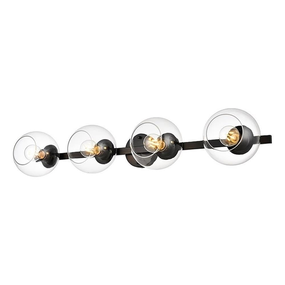 Living District Rogelio 4-Light Iron & Glass Bath Sconce in Black/Clear