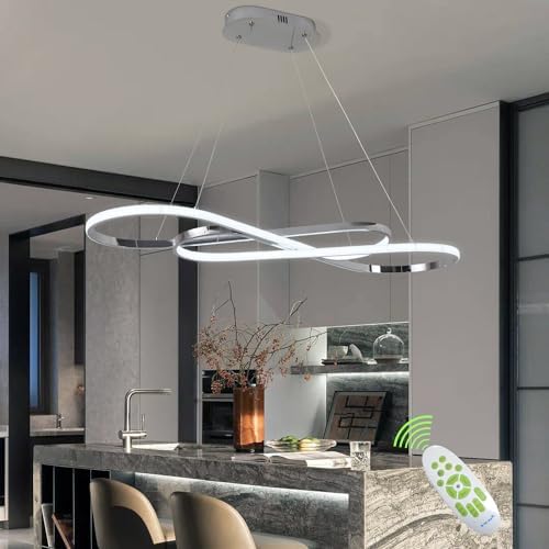 Modern Chandelier,Led Chandelier For Kitchen Island Lighting,Modern Led Pendant Light For Kitchen Island Chandelier Over Table,Dimmable Modern Chandeliers For Dining Room Light Fixture With Remote