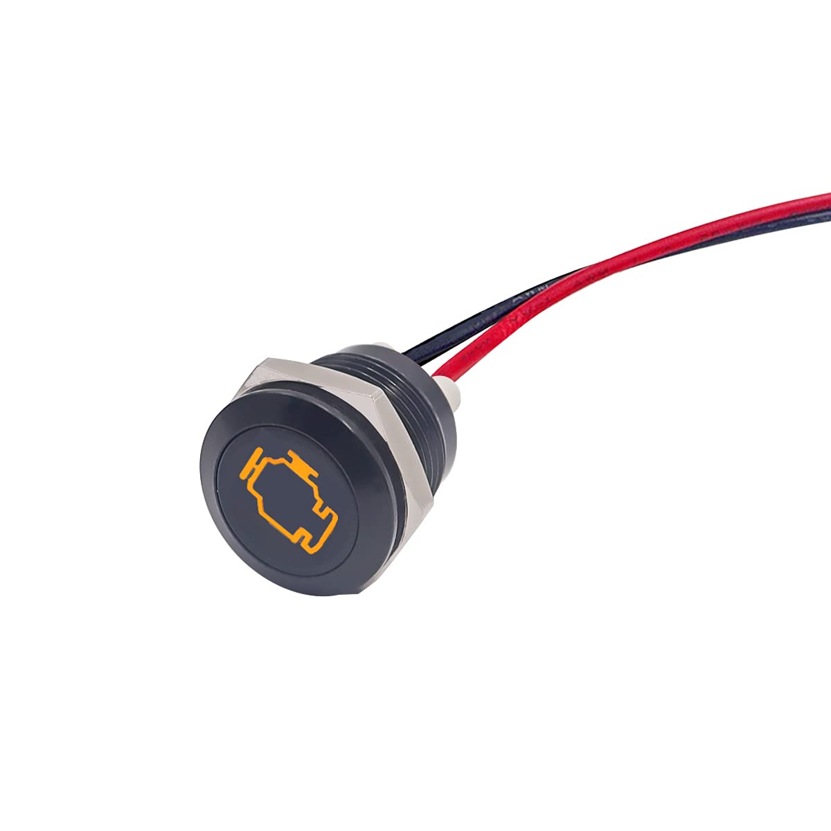 Taiss Led Indicator Pilot Dash Light (Check Engine) Yellow, 1/2''(12Mm)12V Led Metal Signal Indicator Light.