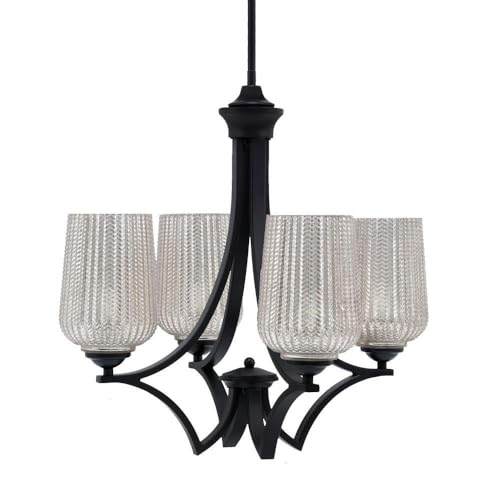 Toltec Lighting 564-Mb-4253 Zilo - 4 Light Uplight Chandelier-19.75 Inches Tall And 20.25 Inches Wide, Finish Color: Matte Black, Glass Color: Silver Textured