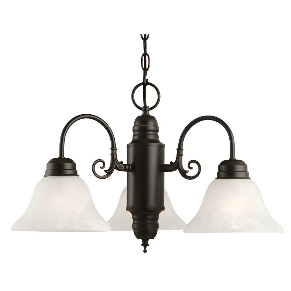 Design House 514463 Chandelier, 3-Light, Alabaster Glass Shades, Oil Rubbed Bronze, Traditional Style for Entryway, Dining Room