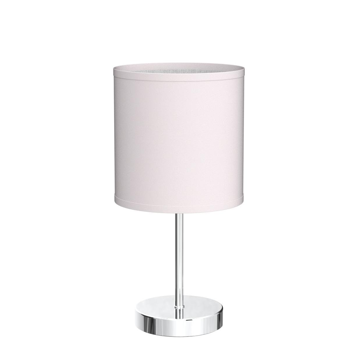 Simple Designs Lt2007-Bpk Mini Table Lamp, Chrome, Fabric Shade, Blush Pink, No Bulb