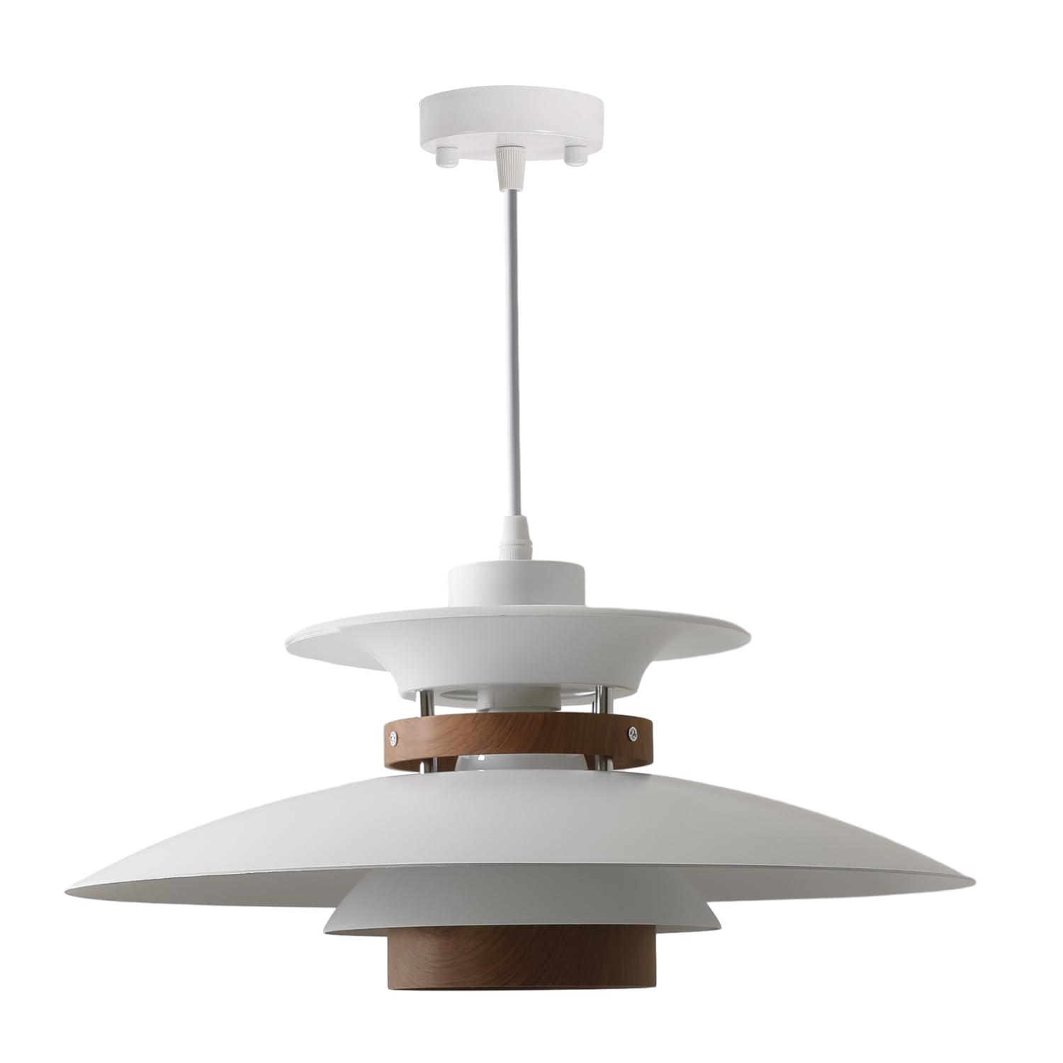 Efinehome Modern Decor Adjustable Pendant Lamp Kitchen Island, Aluminum And Wood Finish,1-Light E26 Base Ceiling Hanging Light F