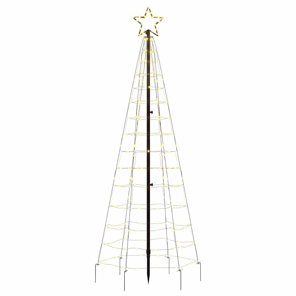 vidaXL Outdoor Christmas Tree Light with Spikes and 220 LED Cold White Lights, 70.9 Inches, Comes with Several Lighting Modes