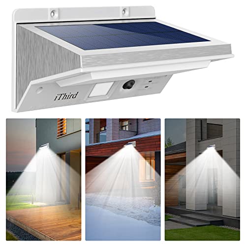 Ithird Solar Outdoor Lights - Led Motion Sensor, Stainless Steel, Waterproof, 3 Modes, Daylight, Model It-21