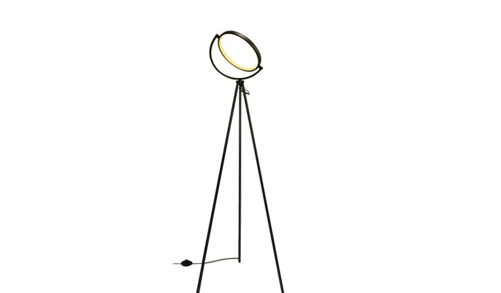Homeroots Led Tripod Floor Lamp, 60 In., Color Changing Globe, Metal, Black