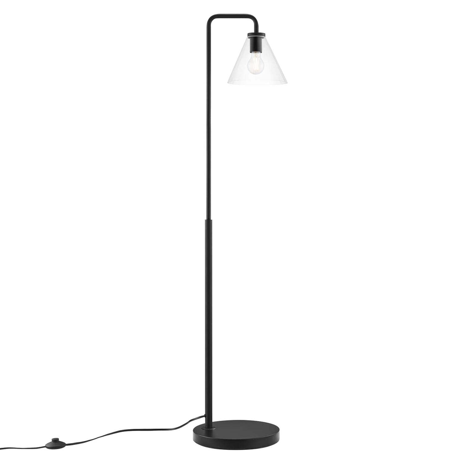 Modway Element 1-Light Modern Glass/Metal Floor Lamp in Black