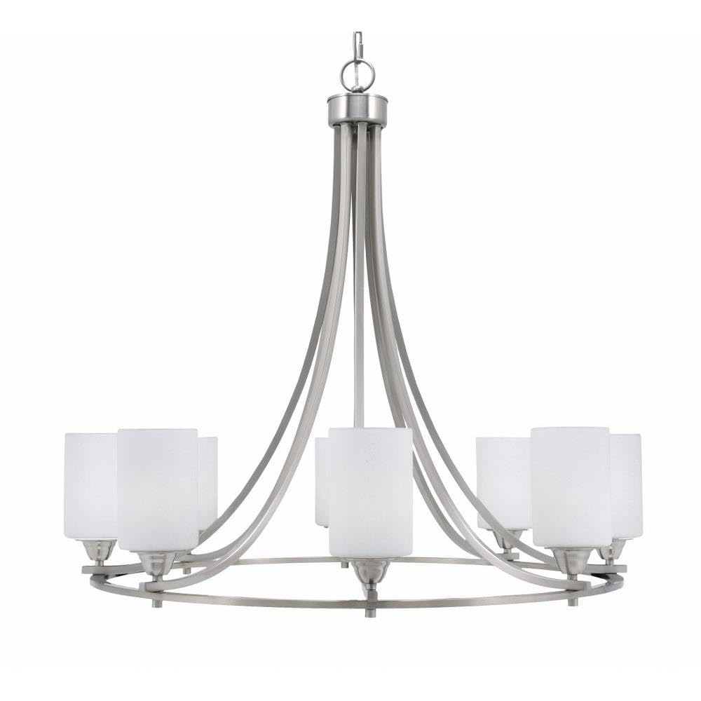 Toltec Lighting 3408-BN-310 Paramount - 8 Light Uplight Chandelier-31 Inches Tall and 31.25 Inches Wide, Finish Color: Brushed Nickel, Glass Color: White Muslin