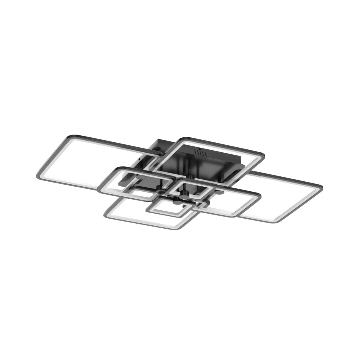 HiHiHomy Modern LED Ceiling Light Fixture, Dimmable, 41.7in, 8 Lights, Black, Model FK001