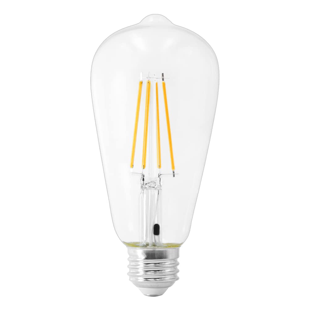 Maxxima St19 Dusk To Dawn Led Edison Light Bulb, 60 Watt Equivalent, 800 Lumens, 2700K Warm White, Vintage Styled Filament Light