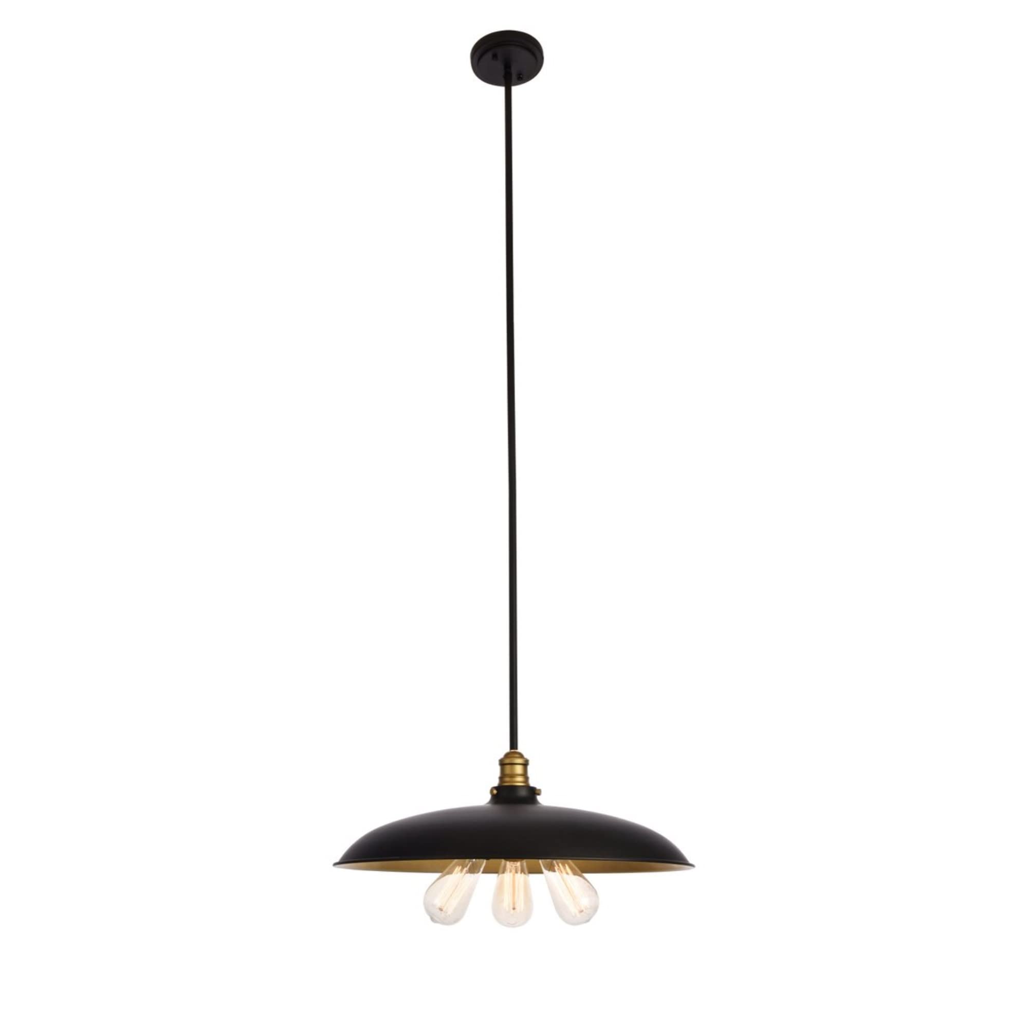 Elegant Lighting Living District Indoor Modern Home Decorative Bright Ceiling Anders Collection Chandelier D20.5 H6.5 Lt:3 Black and Brass Finish