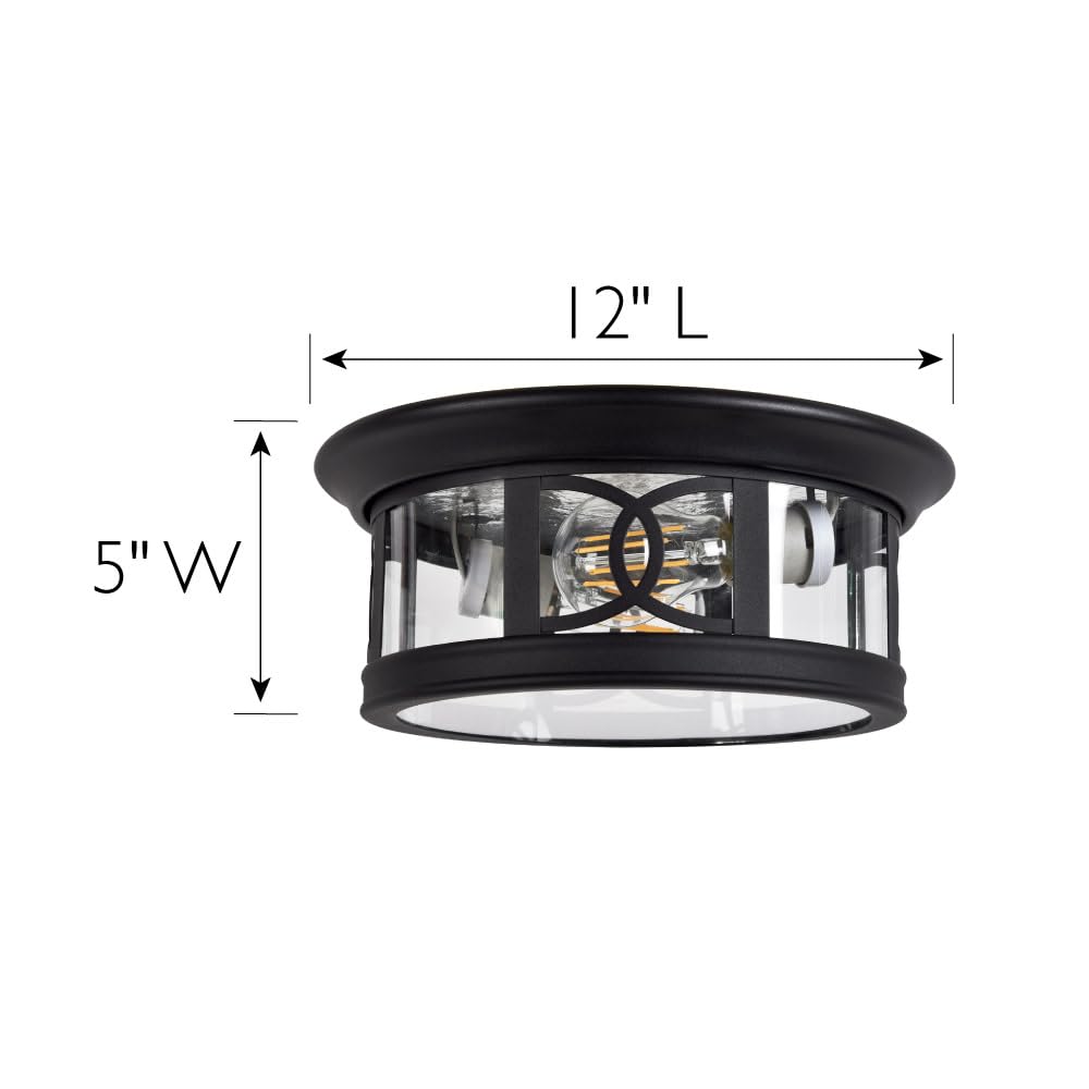 Design House 589002-Blk Summit Traditional Outdoor/Indoor Dimmable Ceiling Light With Clear Glass For Porch Entryway Patio Hallw