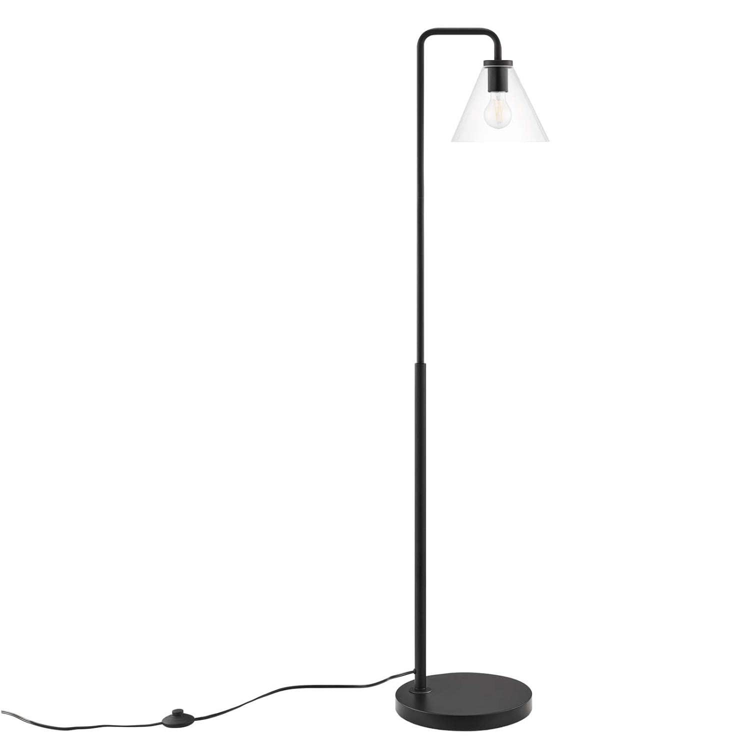 Modway Element 1-Light Modern Glass/Metal Floor Lamp in Black