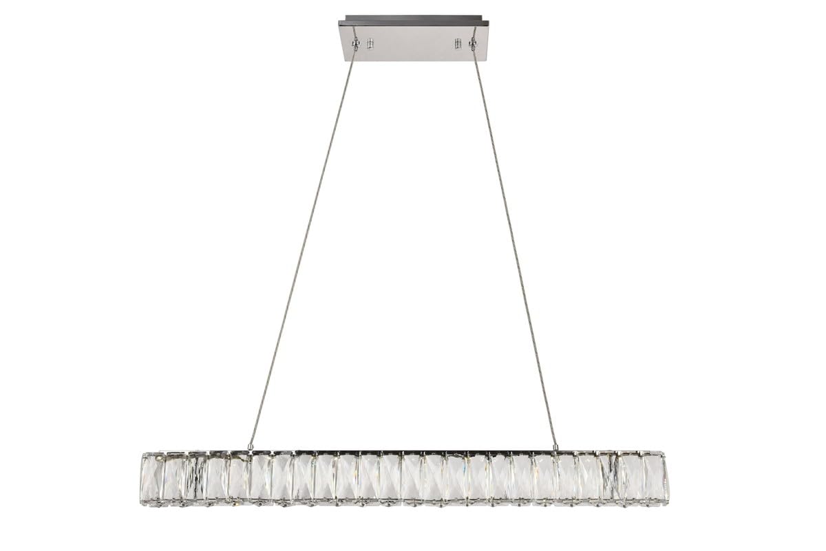 Elegant Decor Indoor Modern Monroe Integrated Led Chip Light Chrome Chandelier Clear Royal Cut Crystal - 31.1X1.6X3