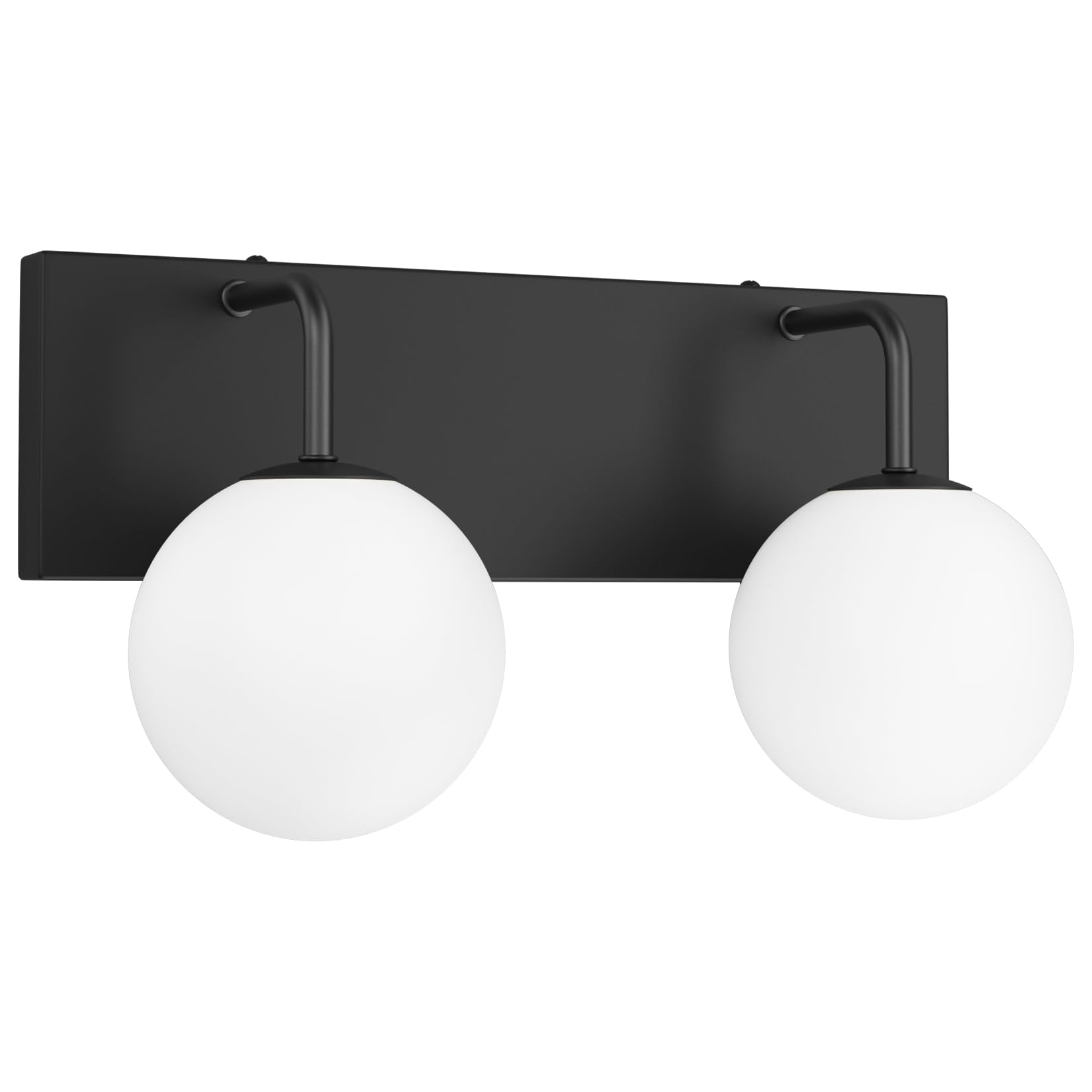Tipace 2-Light Black Vanity Light Fixtures, Modern Bathroom Light with Milk White Glass, 14.2 inch, Model 1130