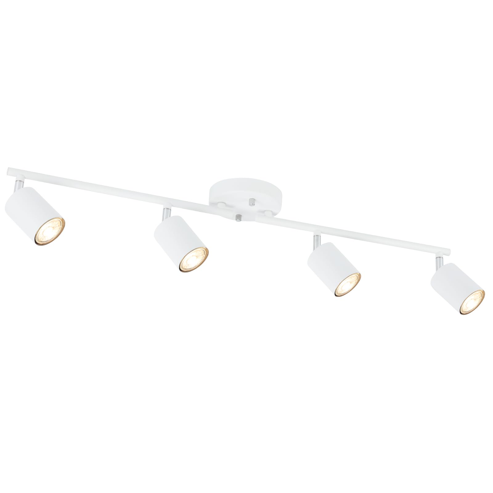 BoostArea LED 4 Light Track Lighting Kit, White 4 Way Ceiling Spot Lighting, Flexibly Rotatable Light Head for Kitchen, Living R