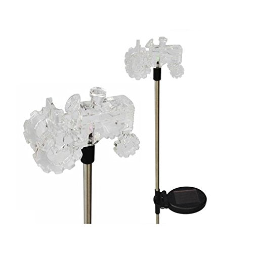 Unido Box Solar Garden Stake Light Set of 2, Color-Changing LED, Tractor