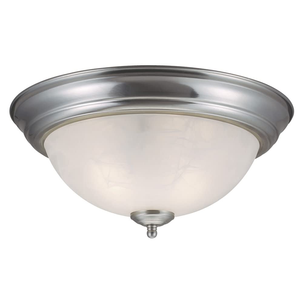 Design House 511550 Millbridge Traditional 2-Light Indoor Flush Mount Ceiling Light Dimmable Alabaster Glass For Bedroom Dining