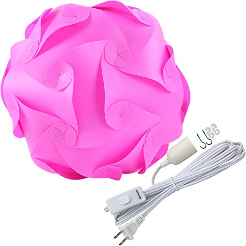 Lightingsky Diy Iq Jigsaw Puzzle Lamp Shade Ceiling Pendant Lampshade Kit With 15 Feet Hanging Cord (Pink, L-12 Inch)