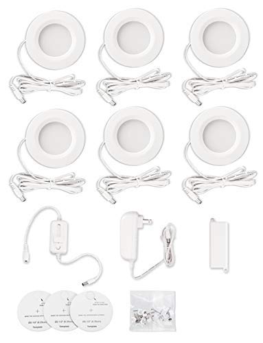 Getinlight Dimmable Led Puck Lights Kit, Recessed Or Surface Mount Design, Soft White 3000K, 12V, 2W (12W Total, 60W Equivalent)