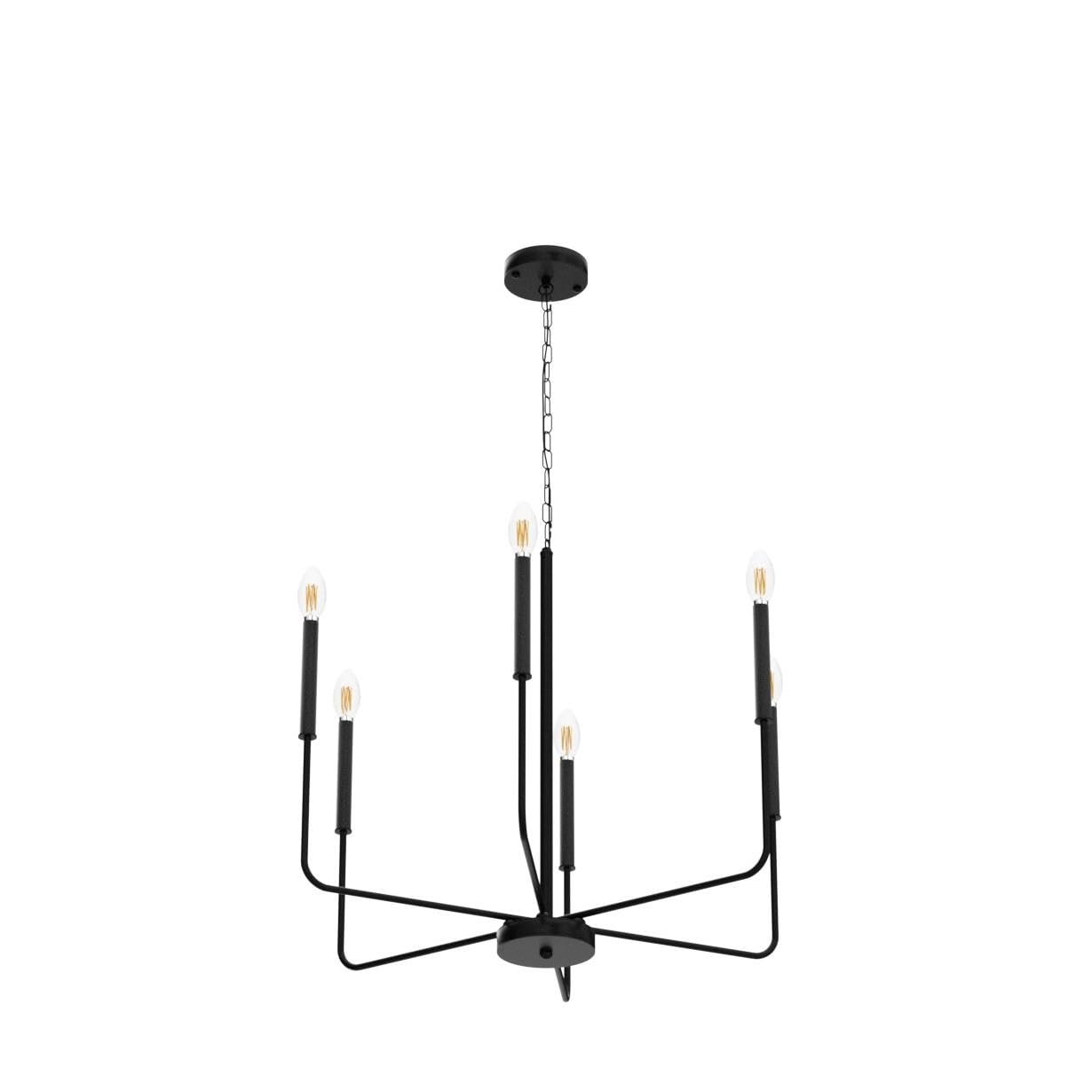 Alisadaboy Black 6-Light Farmhouse Chandelier - Rustic Pendant Lighting For Dining Room & Kitchen