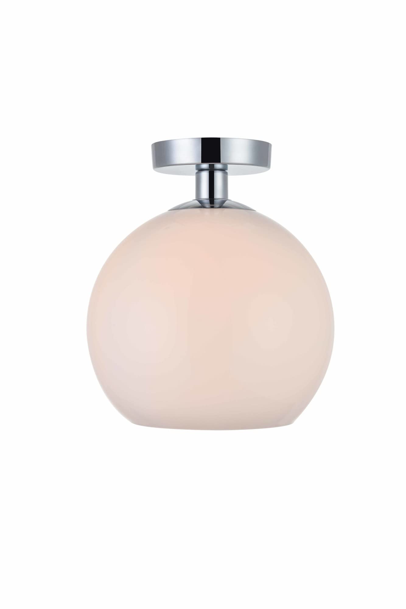 Elegant Lighting Chrome Flush Mount Light, Frosted White Glass, 9.2inL x 9.2inW x 11.8inH, Model LD2211C