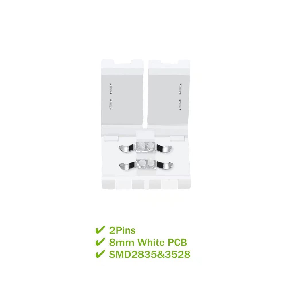 Lightingwill 10Pcs Pack Strip To Strip Unwired Gapless Solderless Snap Down 2Pin Conductor Led Strip Connector For 8Mm Wide 3528