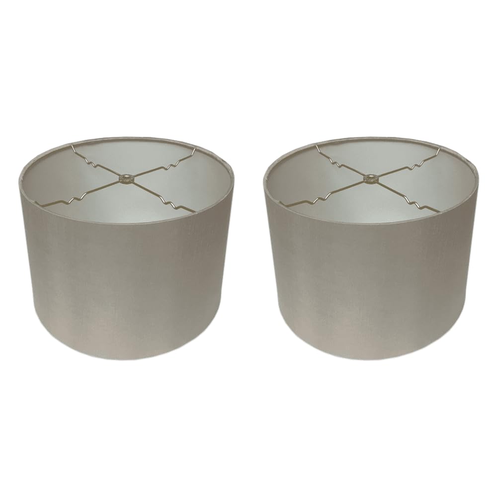 Royal Designs, Inc. Shallow Drum Hardback Lamp Shade, HB-610-14GR-2, 13x14x9, Gray, 2 Pack
