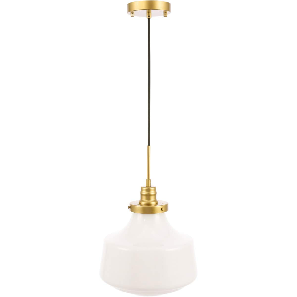 Living District Lyle 1-Light Metal Pendant in Brass and Frosted White Glass