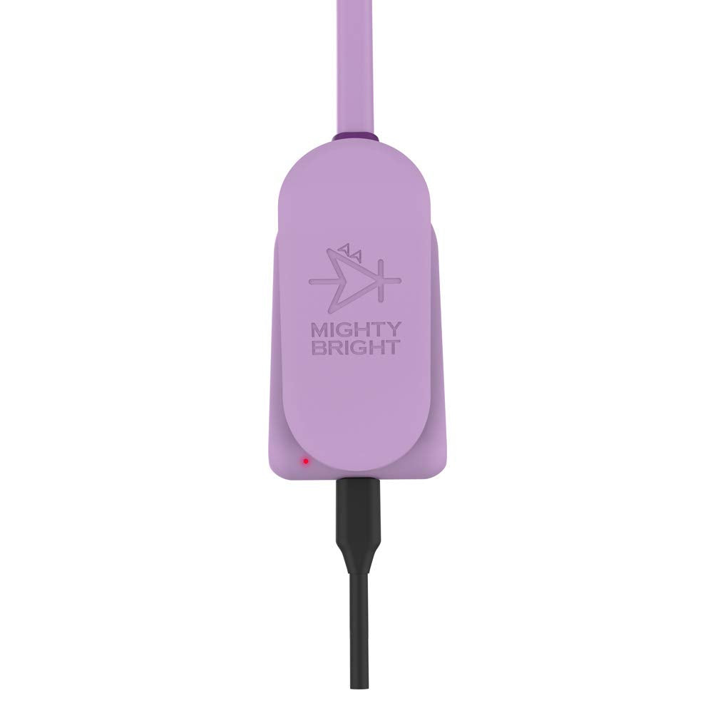 Mighty Bright NuFlex Rechargeable Book Light, 35 Lumens, 3 Brightness Levels, 24 Hours Battery Life, Lavender, Model 47810