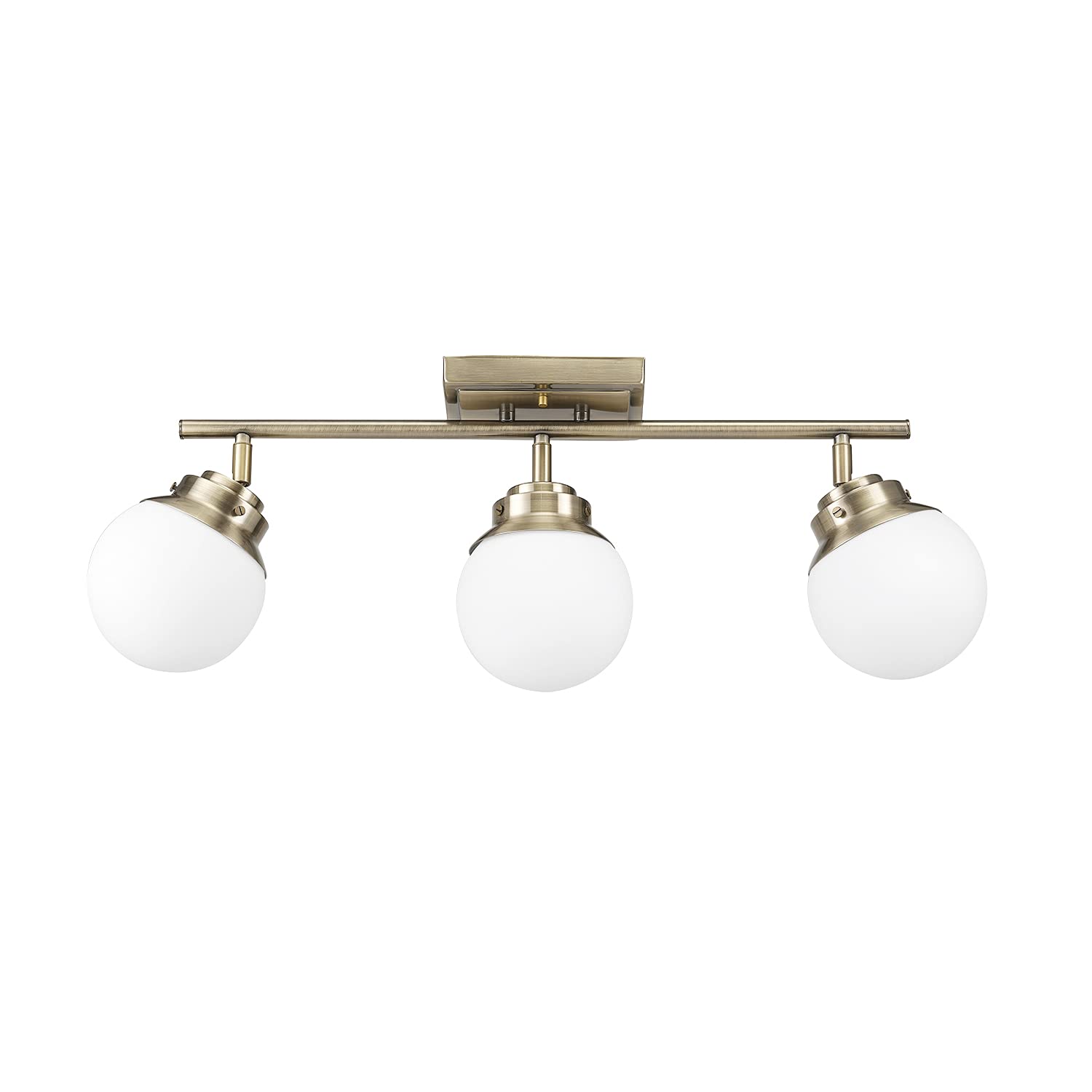 GLOBE Electric 59767 Mabel 3-Light Track Lighting, Antique Brass, Frosted Glass Shades, Bulbs Included, Gold