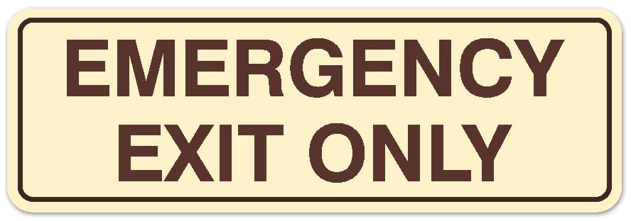 Signs ByLITA Standard Emergency Exit Only Sign - Easy Installation | Durable Wall or Door Sign (Ivory/Dark Brown) - Medium