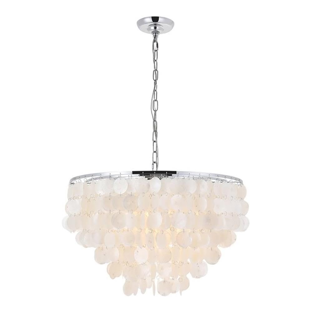 Elegant Lighting Living District Selene 6-Light Mid-Century Metal Pendant in Chrome and White