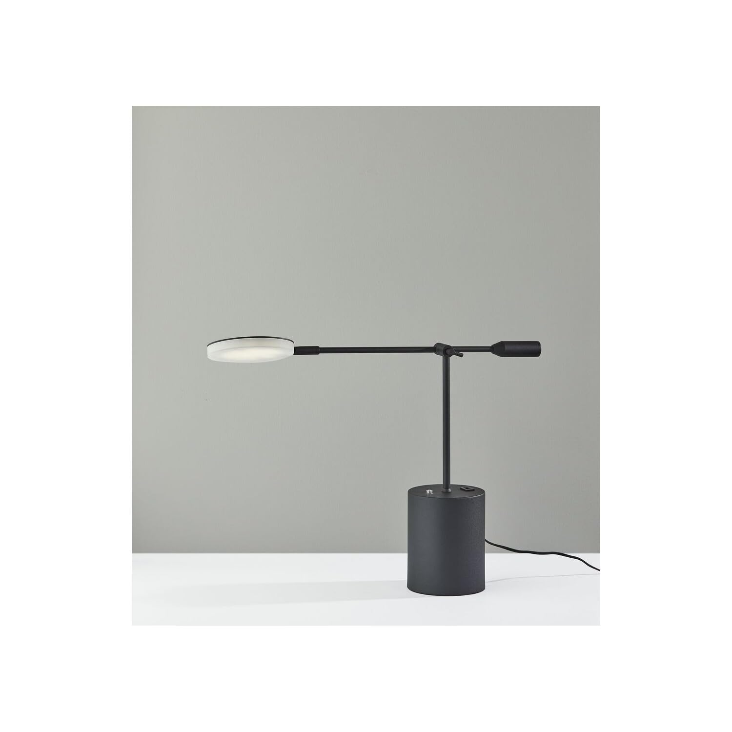 Homeroots Three Color Adjustable Floor Lamp Black Metal Saucer Led