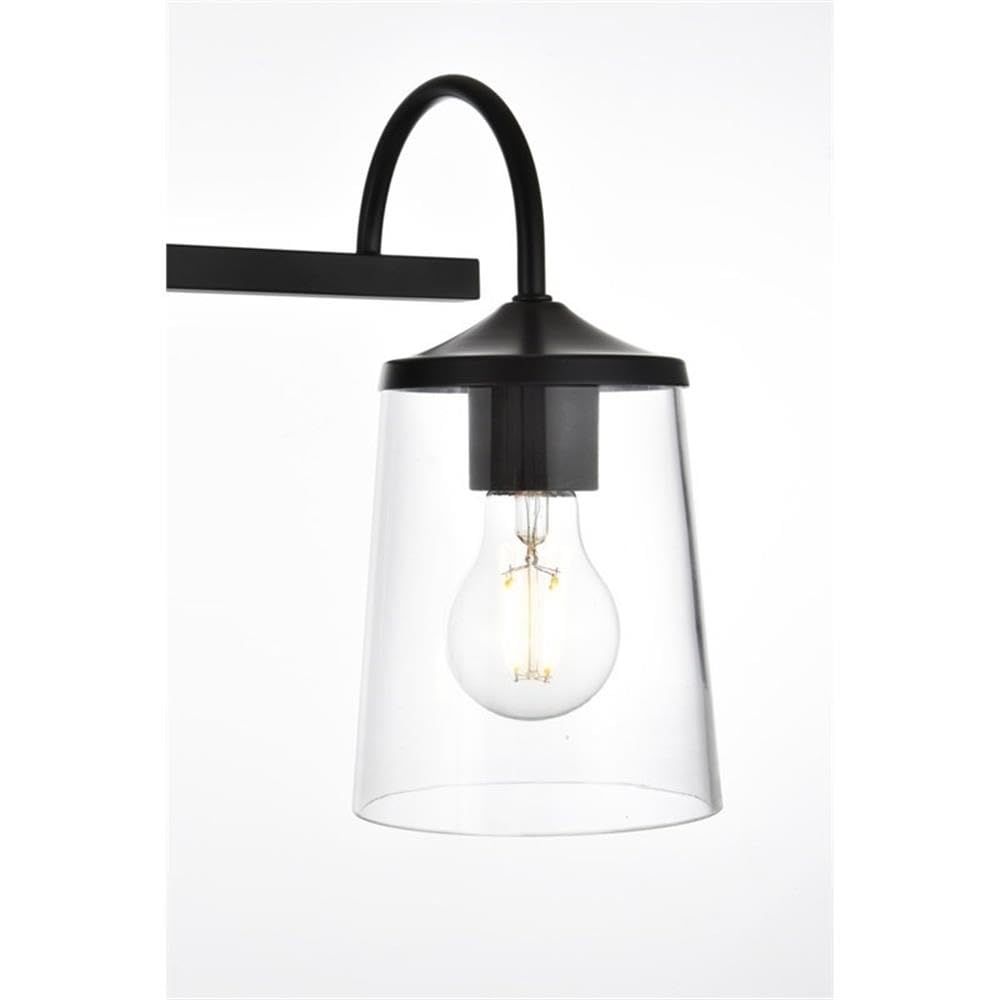 Living District Avani 4-Light Iron & Glass Bath Sconce in Black and Clear