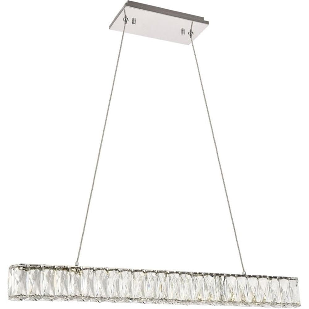 Elegant Decor Indoor Modern Monroe Integrated Led Chip Light Chrome Chandelier Clear Royal Cut Crystal - 31.1X1.6X3