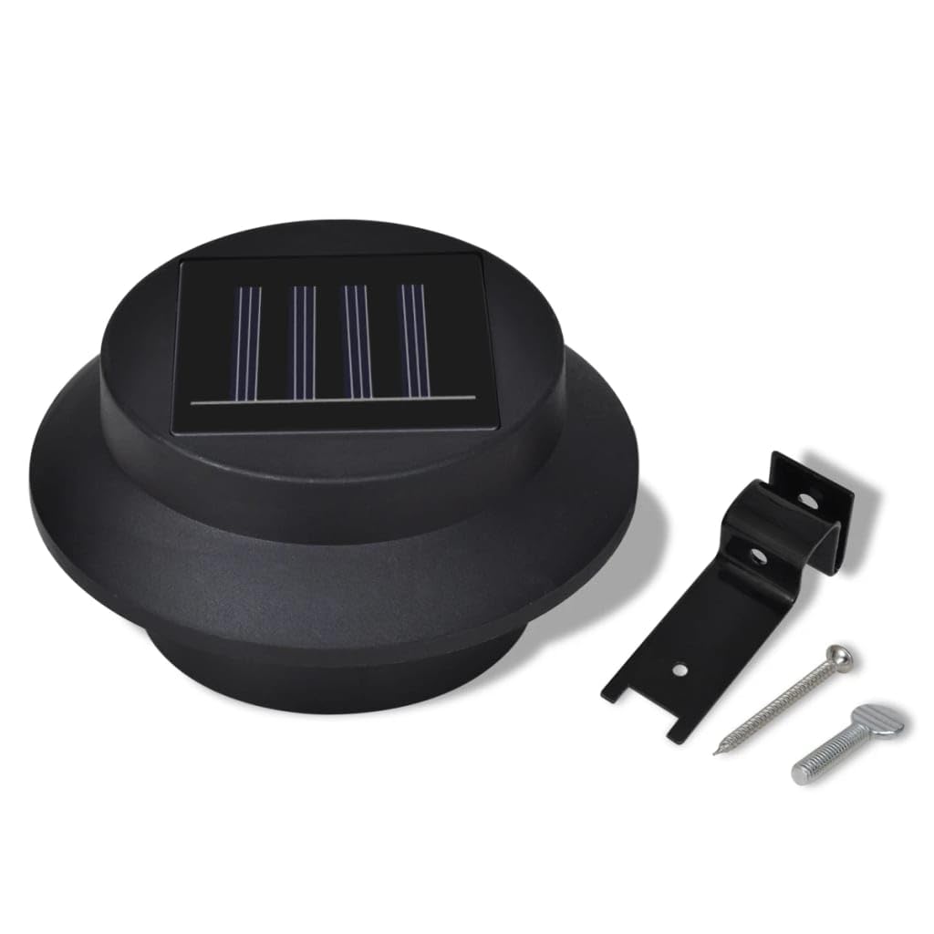 Vidaxl 6 Pcs Outdoor Solar Lamp Set, Led Fence Lights, Black, Durable Plastic, Energy-Saving, Easy Installation, Model 41180