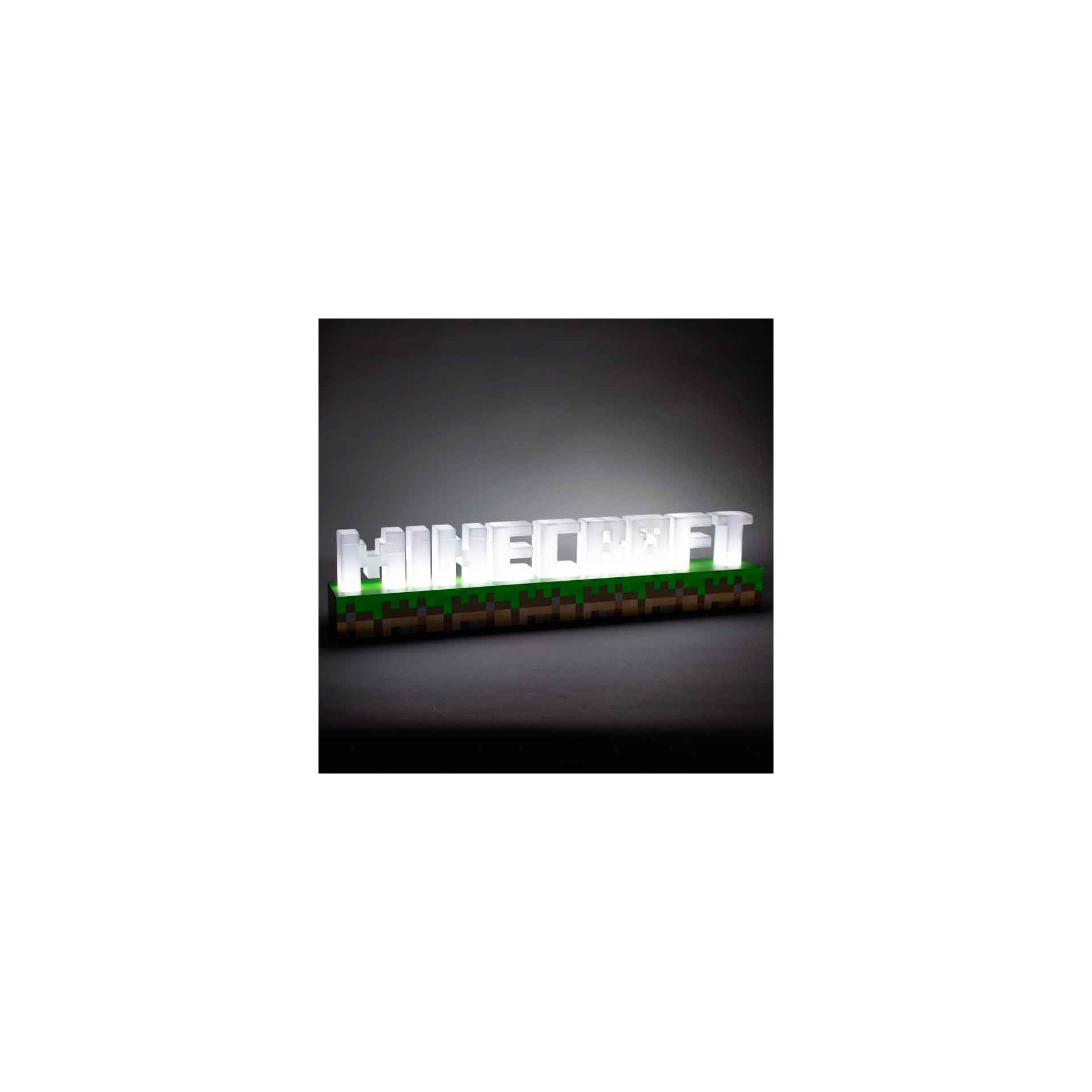 Paladone Minecraft Logo Light - Battery or USB Operated - 2 Light Modes - Officially Licensed Merchandise,White/Brown/Green