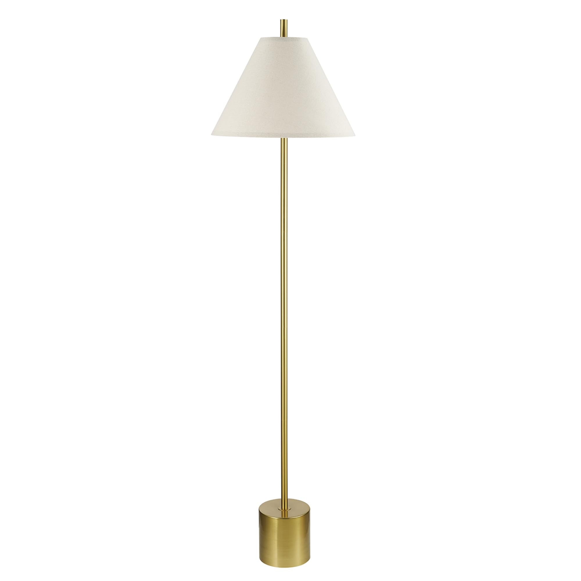 Globe Electric 61000060 60'' Floor Lamp, Matte Brass Finish, Beige Linen Shade, Heavy Weighted Base, On/Off Rotary Switch On Soc