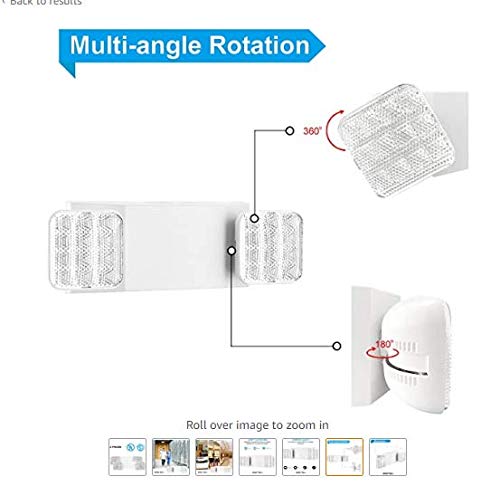 Exitlux 6 Pack Led White Emergency Exit Fixture With Battery Backup -Ul Led Emergency Lighting And 2 Led Heads Adjustable Light