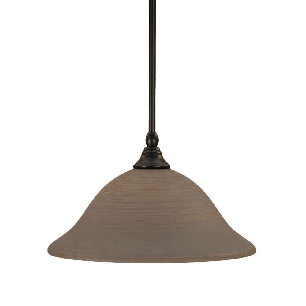Toltec Lighting 23-Mb-604 Stem Mini Pendant With Hang Straight Swivel With 12&quot; Gray Linen Glass, Matte Black Finish