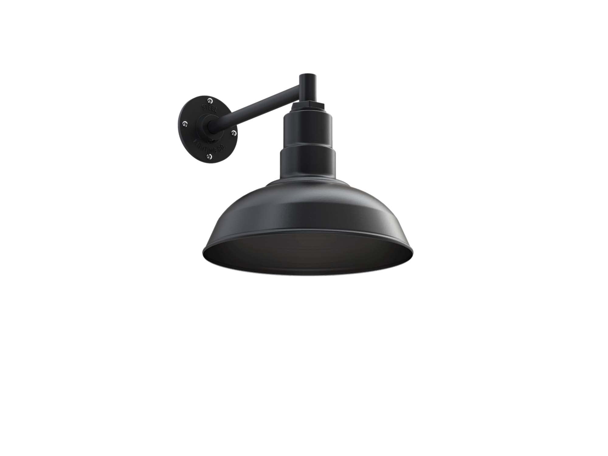 Steel Lighting Co. Westchester Barn Light - Outdoor Wall Mounted, 12in Dome, 11in Straight Arm, Alloy Steel, Matte Black