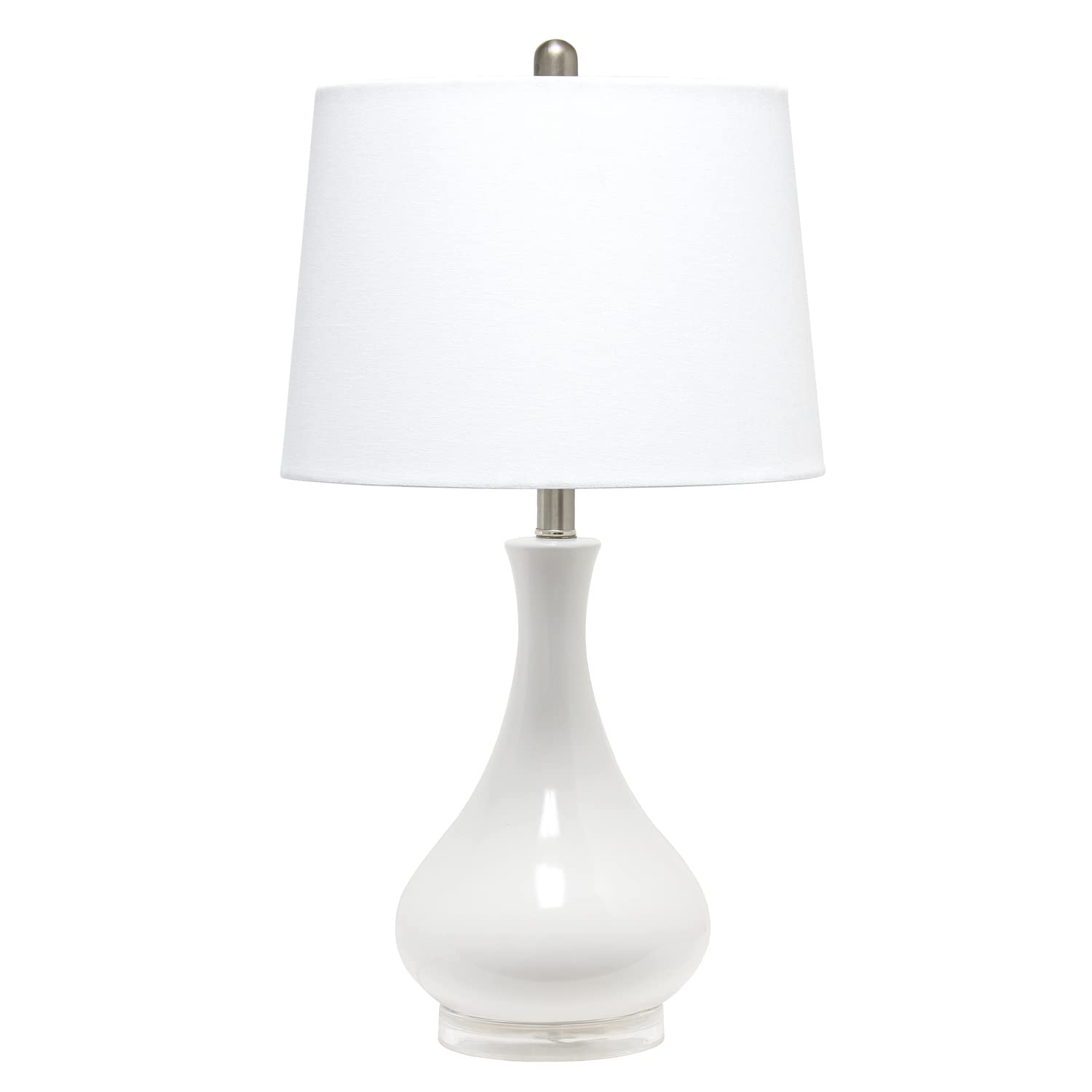 Elegant Designs Lt3312-Wht Ceramic Genie Tear Drop Shaped Glossy Table Lamp, White